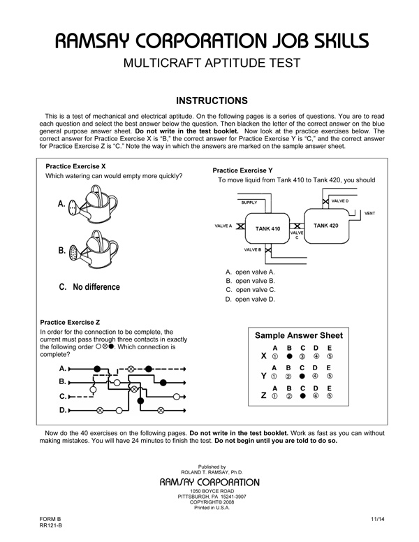 Multicraft Aptitude Test Form A 4 Answers